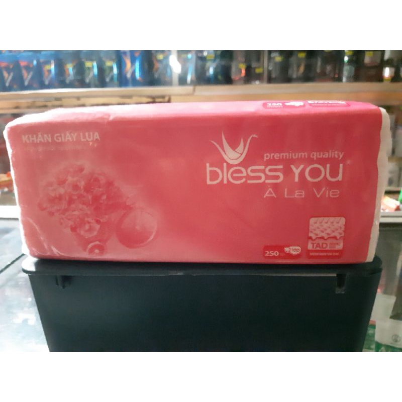 Now Ship - Khăn rút lụa BLESS YOU 2 lớp 250 tờ