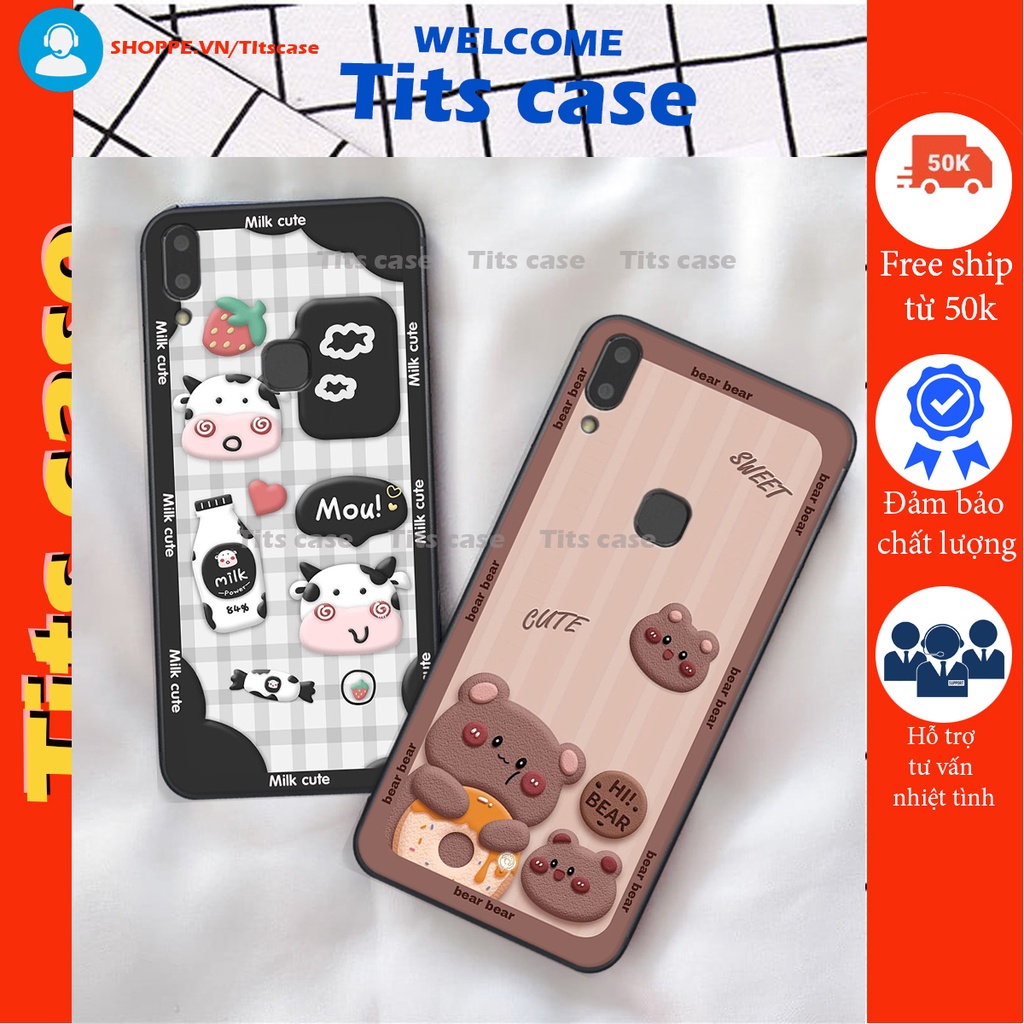 Ốp lưng Vivo V9 / V9 YOUTH in hình bò sữa, gấu be@r, cute cực  ĐỈNH -  cực CHẤT-  cực COOL