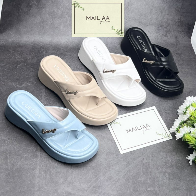 Dép đế xuồng 6 phân MAILIAA mã 001 quai xỏ ngón gắn chữ 5 màu