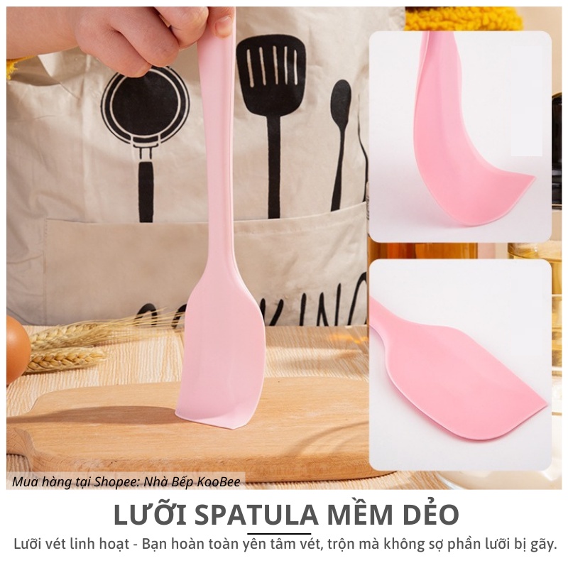 Phới trộn bột spatula silicon chịu nhiệt, đúc liền dùng để đánh bột, vét kem, đảo lật thức ăn KooBee (PKB03)