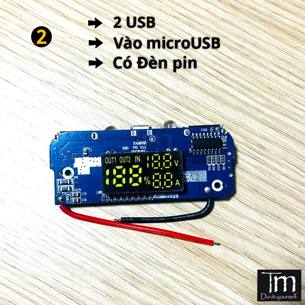 Mạch Sạc Dự Phòng Sạc Nhanh QC3.0 Hiển Thị Dòng Áp LCD