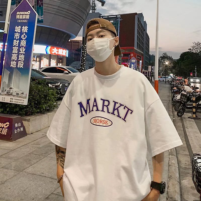 Áo Thun Nam Dáng Rộng In Chữ Phong Cách Hip Hop Nhật Bản Thời Trang Mùa Hè Cỡ Lớn M-5XL