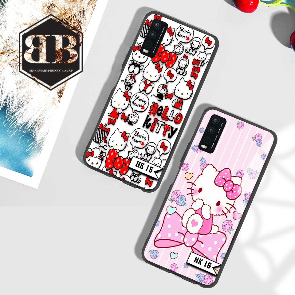 Ốp lưng kính cường lực Vivo Y20 / Y20S / Y12S hình hello kitty trong sáng