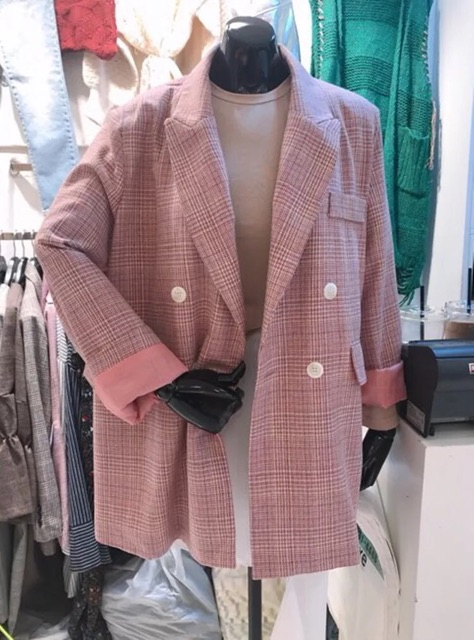 [Order] Áo blazer kẻ hồng pastel (kèm ảnh thật) | BigBuy360 - bigbuy360.vn