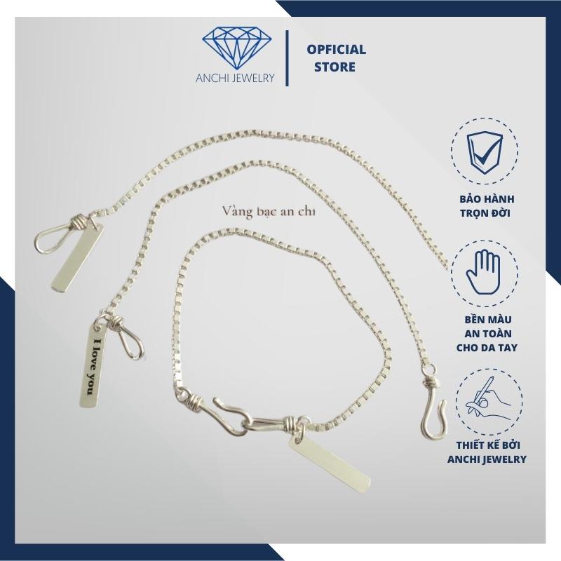Lắc tay cặp đôi khắc tên , chuẩn bạc ta nguyên chất sáng đẹp - Anchi jewelry