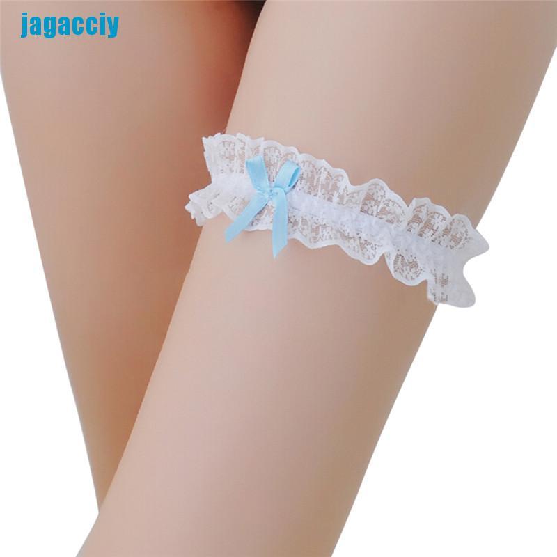 [jagacciy] Double Color Lace Ribbon Bowknot Wedding Bridal Hen Gift Garters Adjustable Sexy ggbo