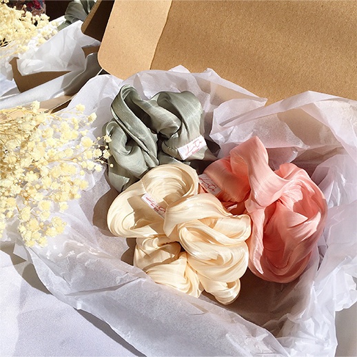 ROSA - Dây chun buộc tóc Organza Handmade Scrunchies pastel thanh lịch