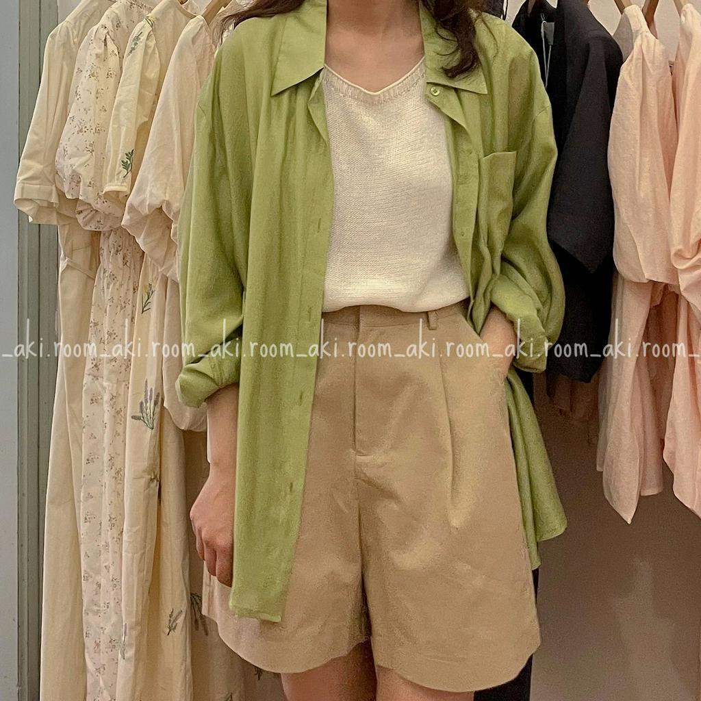 Áo sơ mi tơ lụa óng nhẹ vạt cúc chéo sau lưng 7088