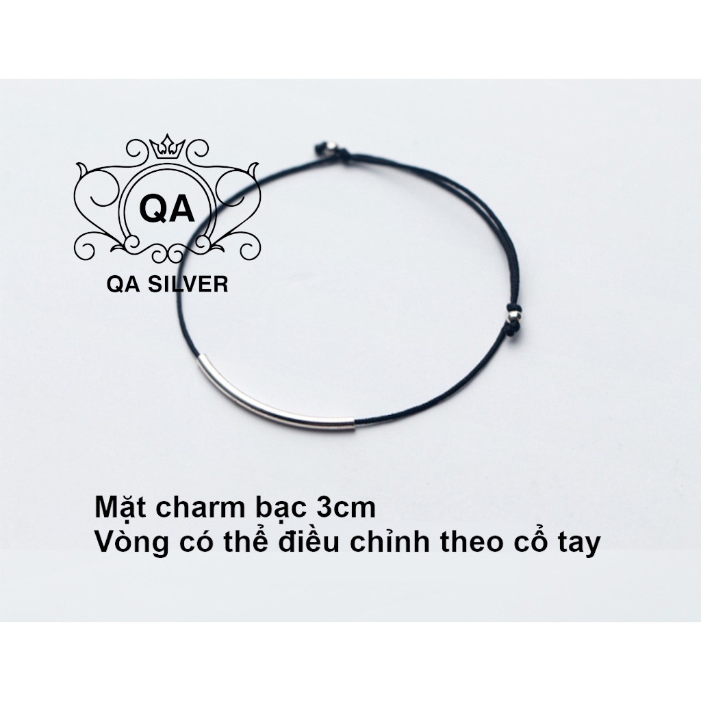 Vòng tay charm bạc 925 lắc nữ mặt ống dây chỉ đỏ may mắn S925 GEOMETRIC Lucky Silver Bracelet QA SILVER BR180504