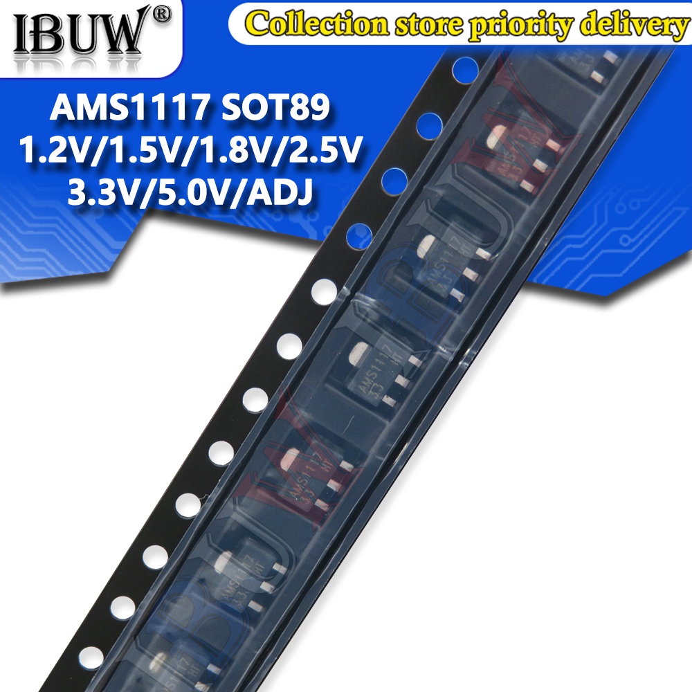 Bộ 20 Phụ Kiện AMS1117 series SOT89 AMS1117-ADJ AMS1117-1.8 AMS1117-1.2 AMS1117-5.0 AMS1117-3.3 AMS1117-1.5 SOT-89