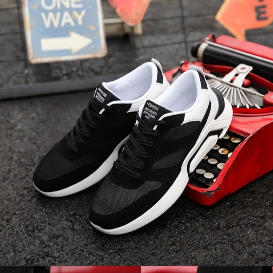 GiàyThể Thao  Nam Giày Sneaker  phối 2 mầu trắng đen phong cách trẻ 2020 cao 5cm hd93