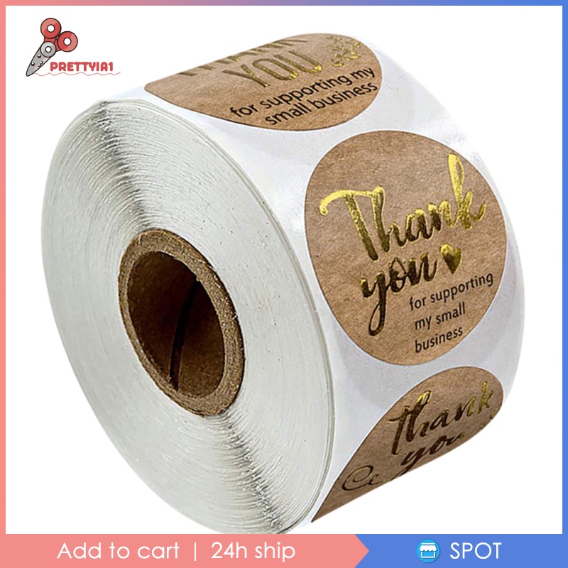 [Prettyia1] Set 500 Nhãn Dán Giấy Thank You 1cm / 2.5cm