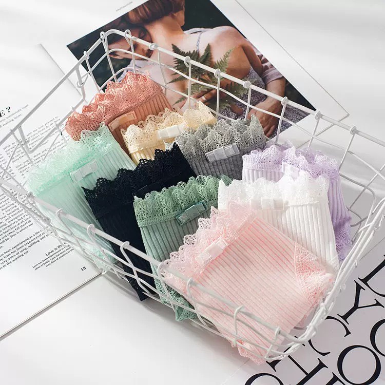 Sét 5 Quần Lót Nữ Cotton viền ren gân tăm kháng khuẩn hoạ tiết viền ren sexy điệu đà QL17