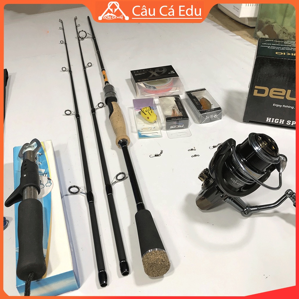 Bộ Số 25 Cần Lure Câu Cá Lóc Máy Tốc Độ Quay Nhanh Tốt Nhất - Combo Cần Eagle Super Máy Câu Deukio HS