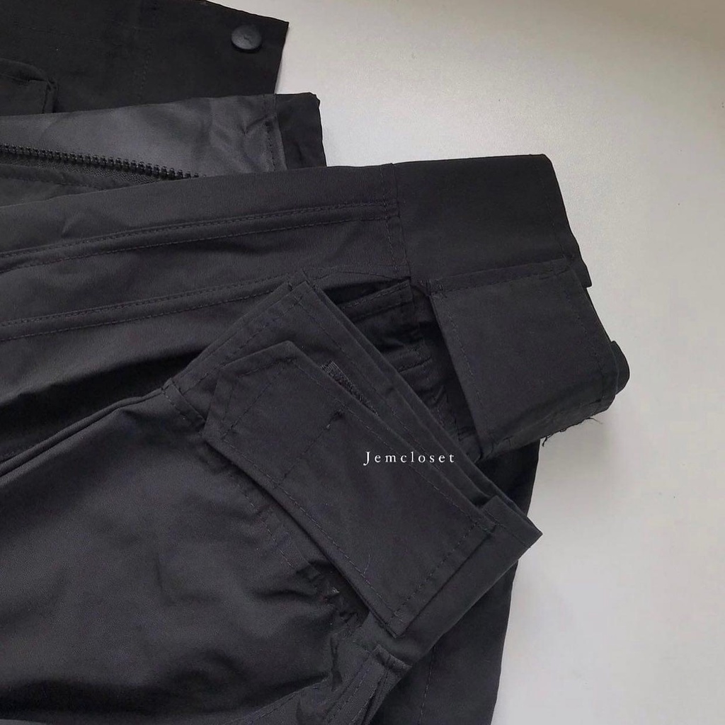 Áo khoác kaki nam nữ form rộng màu đen