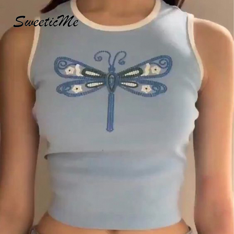 Áo Croptop Sweeticme Cổ Tròn Không Tay In Hình Động Vật Quyến Rũ 2021 | BigBuy360 - bigbuy360.vn