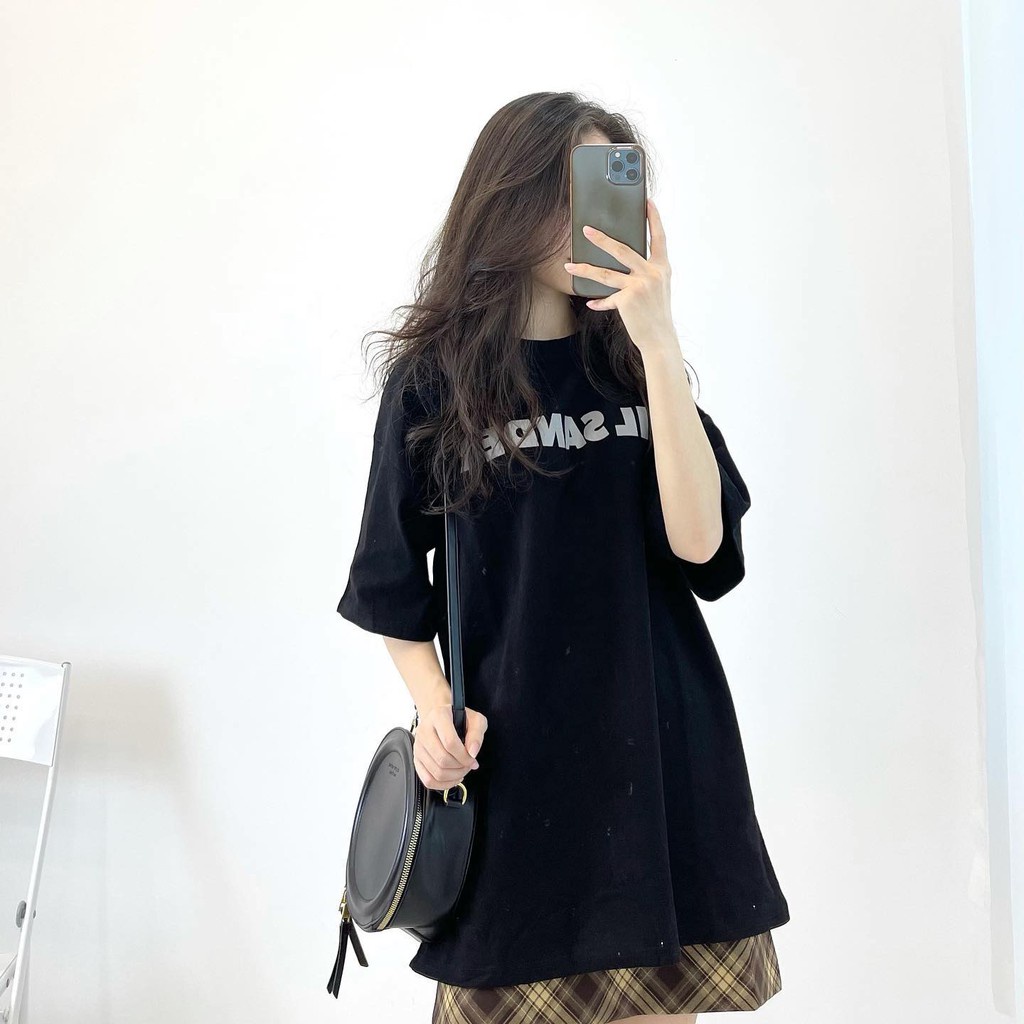 Áo thun nữ trơn form rộng tay lỡ 3158 cotton khô mịn dáng dài mặc giấu quần