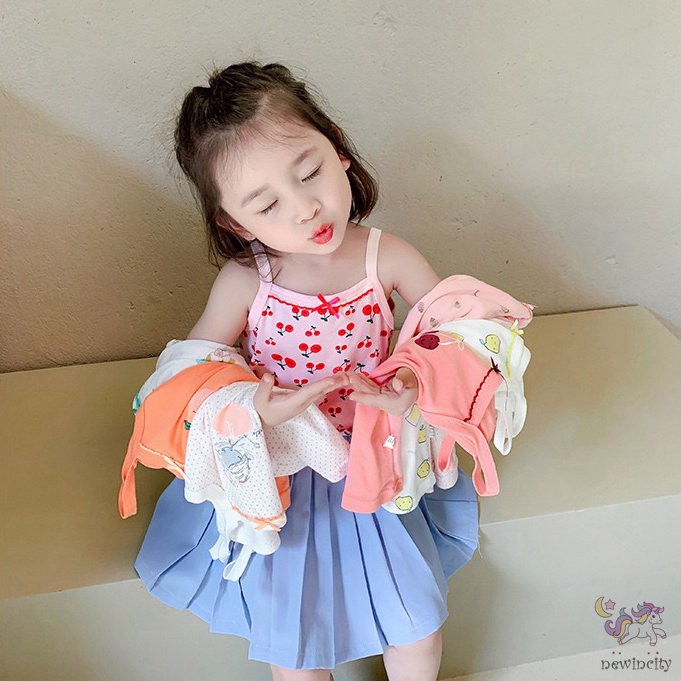 Áo Ba Lỗ Vải Cotton Thoáng Khí In Hoạt Hình Kiểu Hàn Quốc Thời Trang Mùa Hè Dành Cho Bé Gái