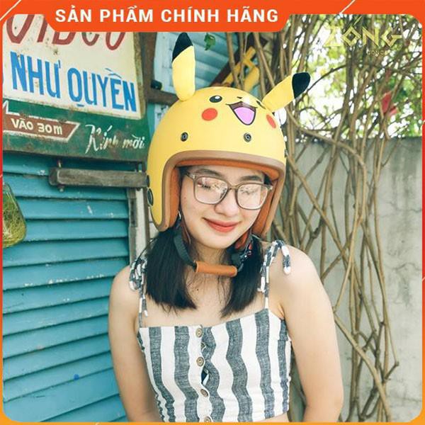 Mũ bảo hiểm 3 4 DOREMON - PIKACHU - HEO XINH Có (Tai tặng kèm lưỡi trai)