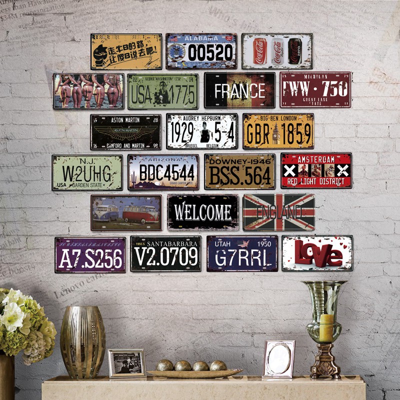 Tấm Kim Loại Treo Tường Trang Trí Phong Cách Cổ Điển Mỹ