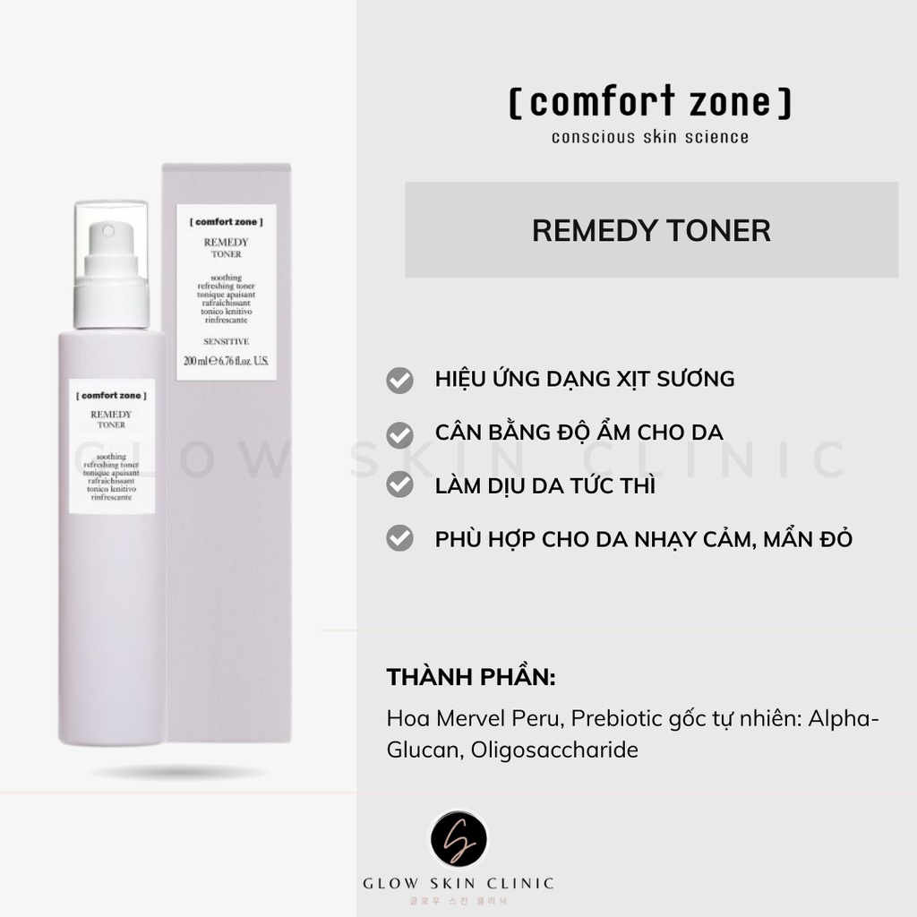 Nước cân bằng làm dịu da kích ứng,  nhạy cảm Comfort Zone Remedy Toner