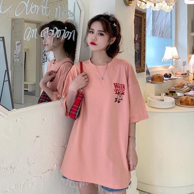 [ PINK ] Áo thun tay lỡ WALK Unisex