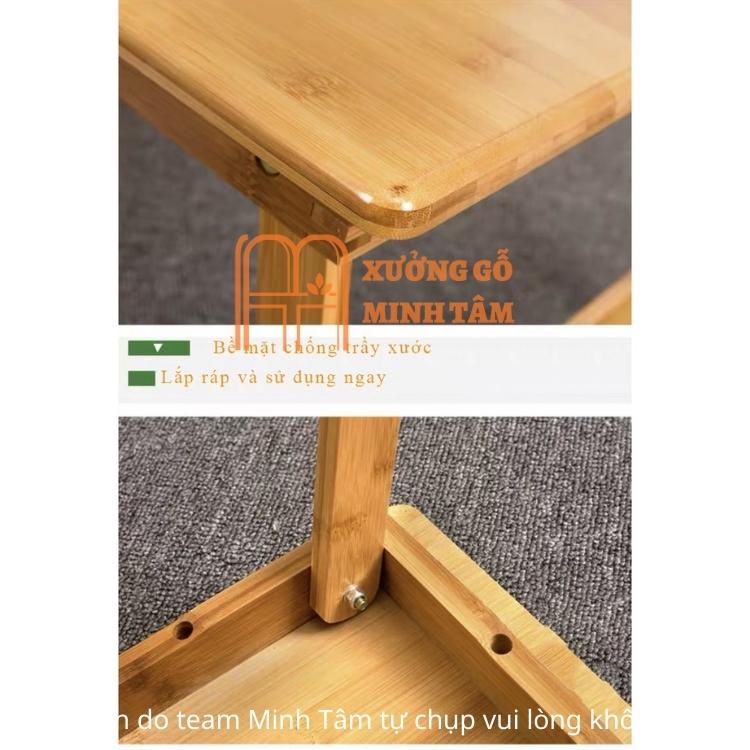 Bàn gỗ xếp gọn gỗ cao cấp, phủ bóng chống trầy, kích thước 60*40cm kiểu dáng Nhật Bản, chân gấp gọn màu vàng sáng
