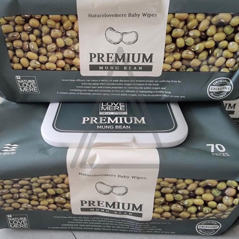 KHĂN ƯỚT NATURE LOVE MERE MUNGBEAN LOẠI 70 TỜ - CÓ NẮP VÀ KHÔNG NẮP