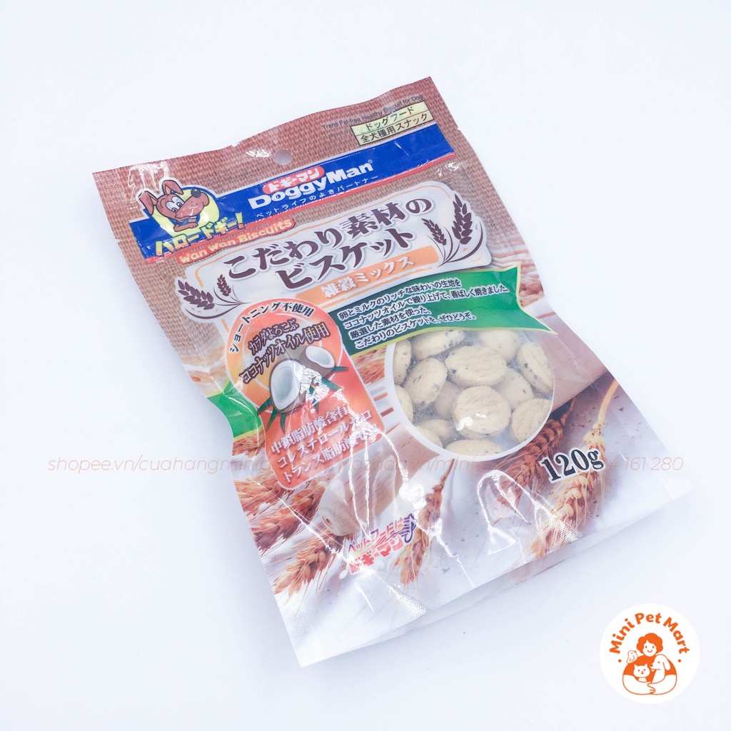 Bánh quy ngũ cốc cho chó DOGGYMAN WANWAN BISCUITS 120g | Snack ăn vặt, bánh thưởng huấn luyện cho chó