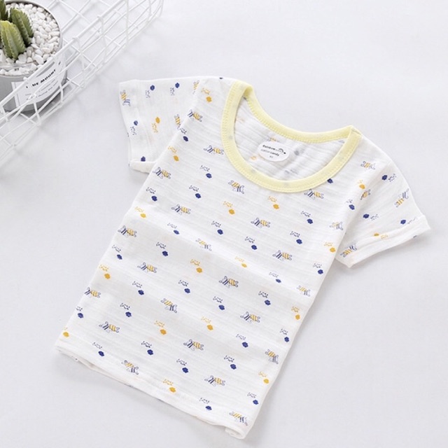 Áo cotton tre cộc tay cho bé - áo cotton xuất nhật cho bé