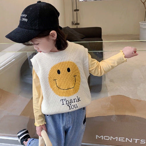 Áo Sweater Dệt Kim Không Tay Phong Cách Thời Trang Xuân Thu 2022 Mới Cho Bé Gái