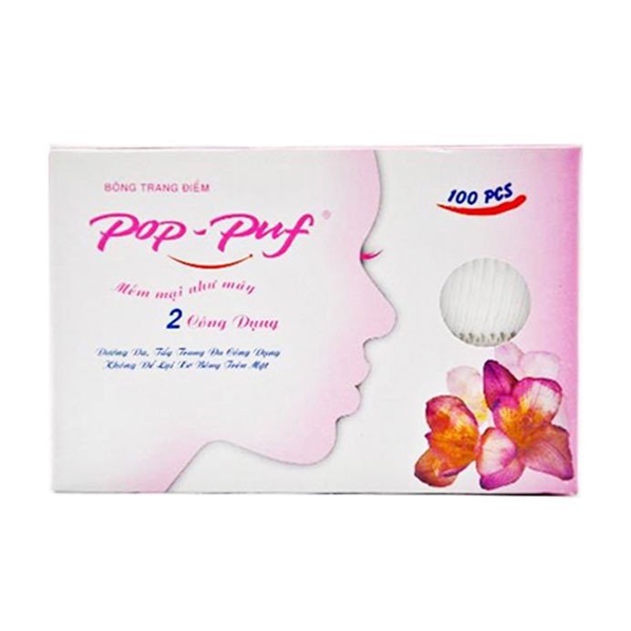1 hộp Bông tẩy trang Pop-Puf 2 Công Dụng ( Trang điểm + tẩy trang) 100 Miếng / hộp