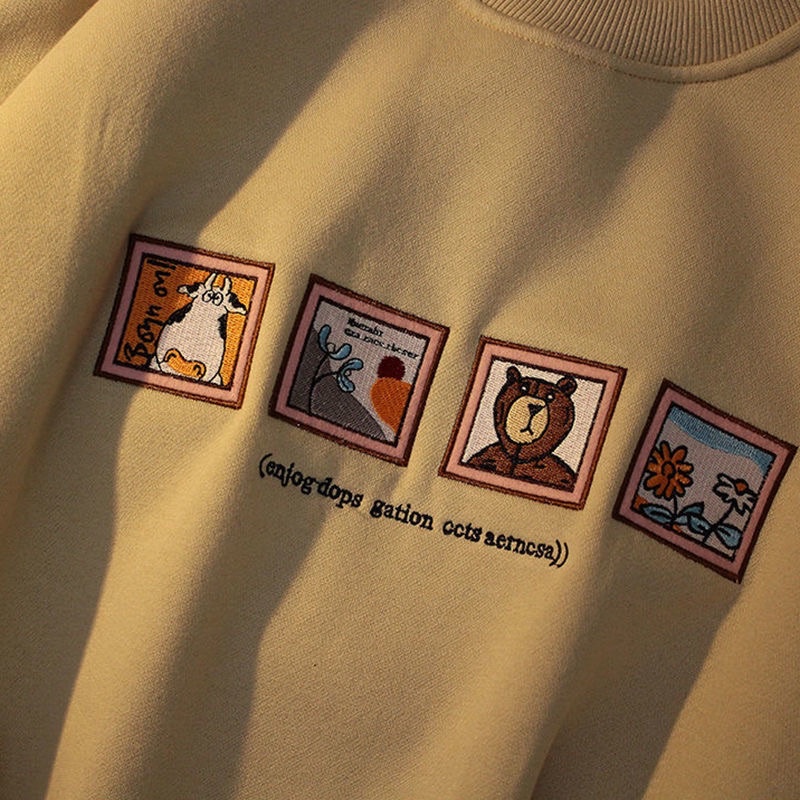 Áo hoodie trần bông , áo nỉ chú gấu unisex dáng rộng | BigBuy360 - bigbuy360.vn