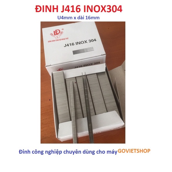Ghim inox J416 Inox304 bằng Inox 304 công nghiệp U4mm x dài 16mm