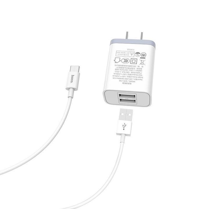 Bộ sạc nhanh HOCO _ Chính Hãng Hoco  Dòng 5V / 2.1A _2 Cổng Ra | Bảo Hành 12 Tháng