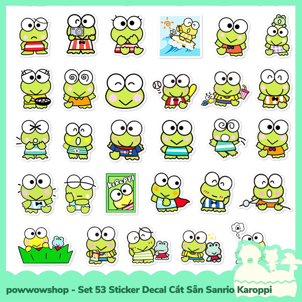 [Sẵn VN - Hỏa Tốc] Set 53 Sticker Mini Decal Dán Trang Trí Vật Dụng Mẫu Sanrio Karoppi Lovely Cute