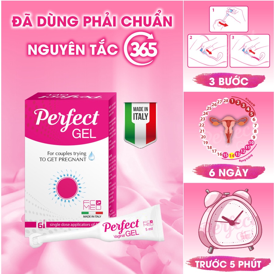 Combo 2 hộp Perfect Gel - Gel bôi trơn tăng thụ thai hộp 6 tuýp 5mL
