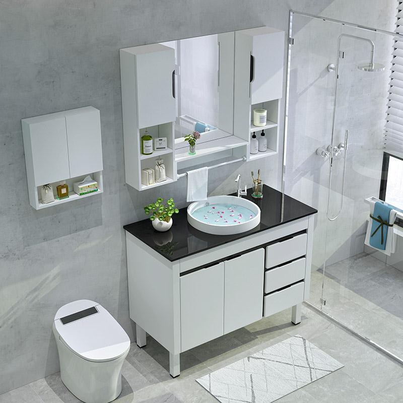 Tủ phòng tắm kết hợp đơn giản và hiện đại nhà chung cư nhỏ chậu rửa treo tường tay <1 | BigBuy360 - bigbuy360.vn