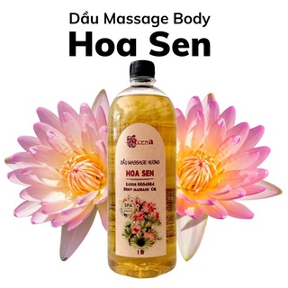 Dầu Massage Body Hoa Sen ACENA 1000ml chuyên dùng Spa, Trơn Tay
