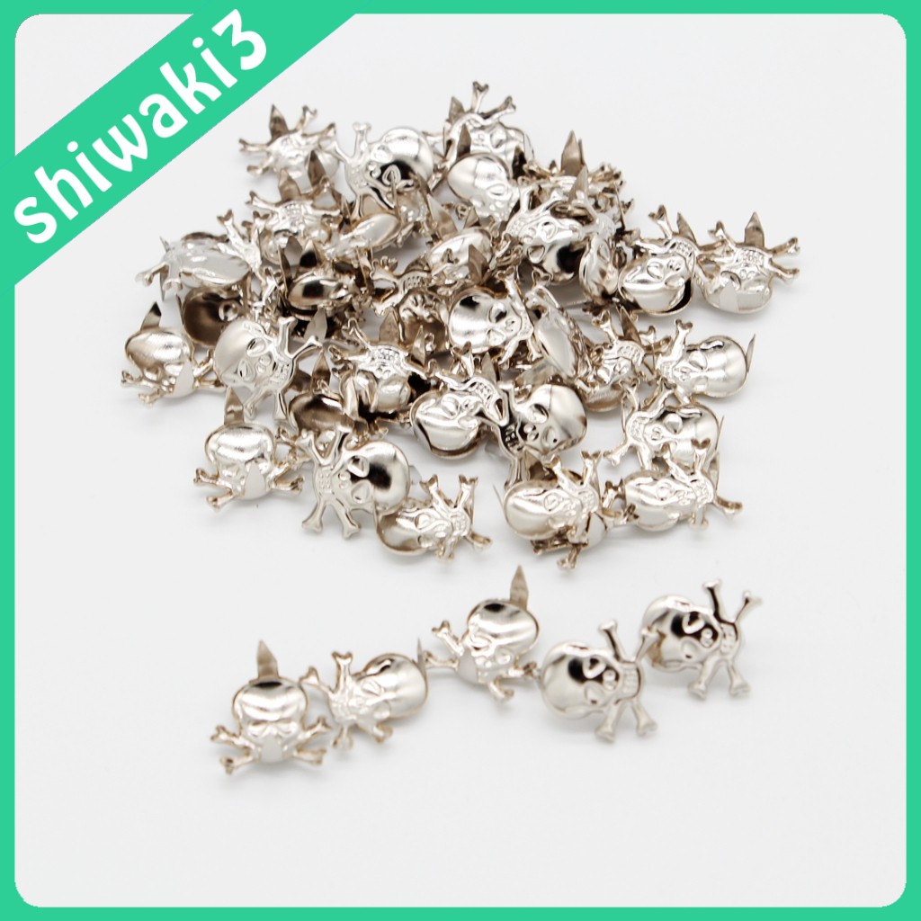 Bộ 50 đinh tán hình đầu lâu bằng kim loại trang trí quần áo / nón / da