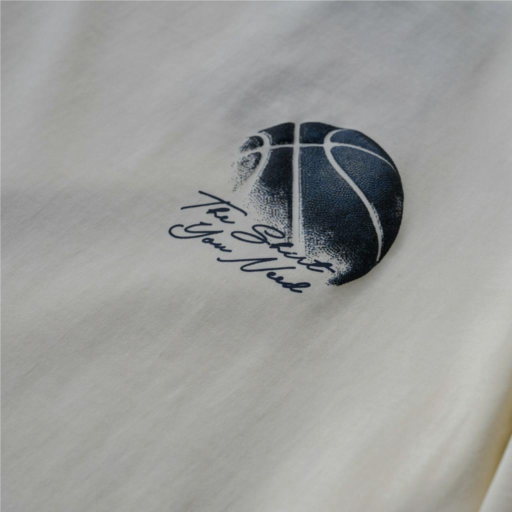 Áo thun TSUN Basketball Kem - [UNISEX] - In Nổi - Thêu Tay Áo