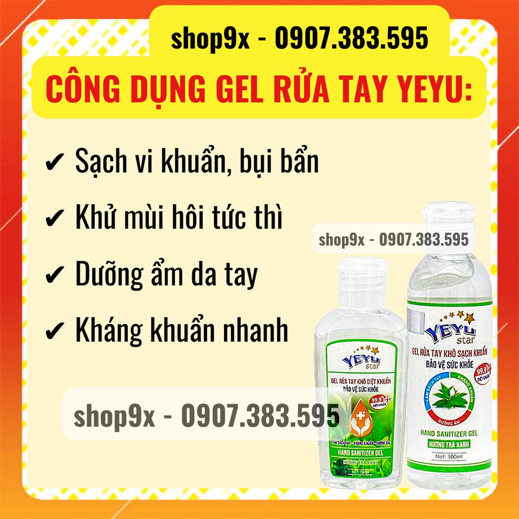 Gel Rửa Tay Khô Yeyu Star Hương Trà Xanh 100ml &amp; 70ml