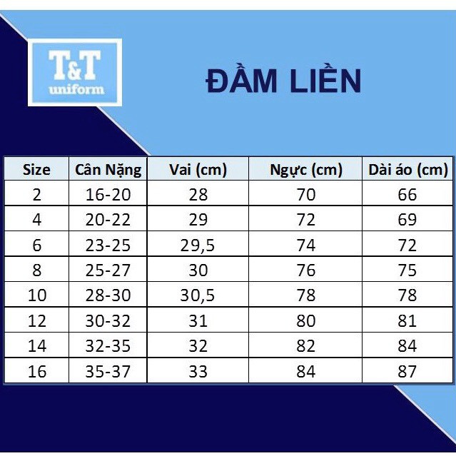 ĐẦM LIỀN CỔ VUÔNG NƠ ĐỒNG PHỤC HỌC SINH CẤP 1 T&T HÀNG LOẠI 1 THẤM HÚT MỒ HÔI TỐT MẶC RẤT MÁT