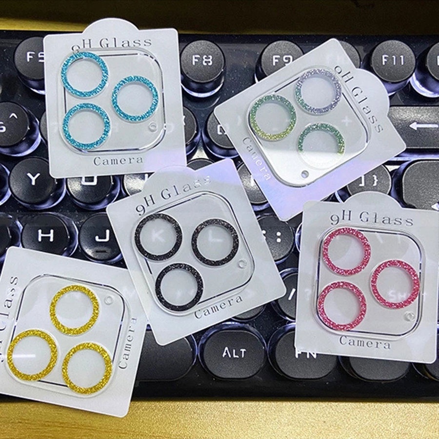 Kính cường lực bảo vệ ống kính đính đá thích hợp cho iPhone 13 13pro 13 pro max 11 11pro 11promax 12ProMax 12pro 3D