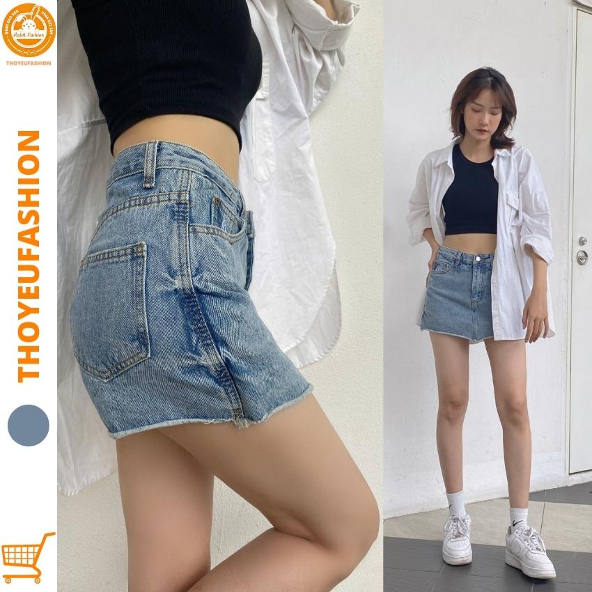 Quần Giả Váy denim Lưng Cao Dáng Ôm, Quần Short Jean bò ngắn mẫu mới nhất năm 2022 Thời Trang Hàn Quốc Quyến Rũ Cho Nữ