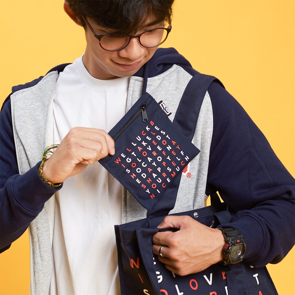 [LAST CHANCE] Bóp ví nhỏ gọn vải canvas in ô chữ làm quà tặng Crossword Pouch JAMLOS