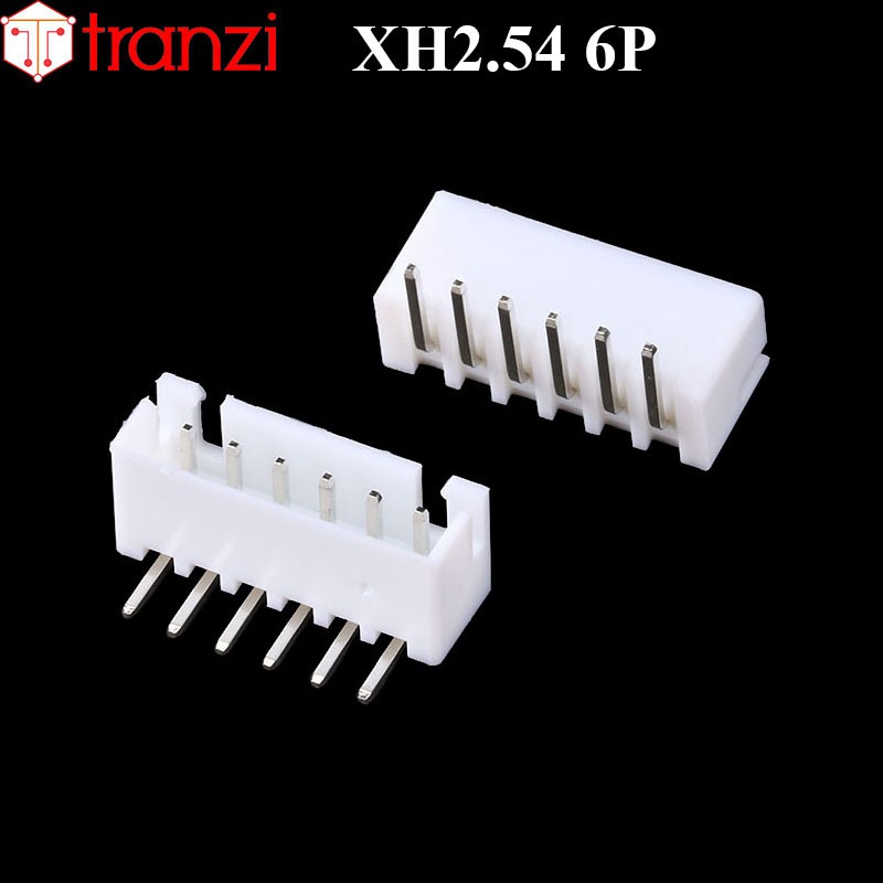 Giắc cắm header 2.54mm XH2.54 6P chân cắm cong trắng - túi 50 cái