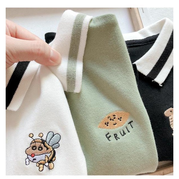 Áo polo bé trai,Áo Thun  Dài Tay Họa Tiết Thêu Hoạt Hình Thời Trang Theo Phong Cách Hàn Quốc Cho Bé Trai