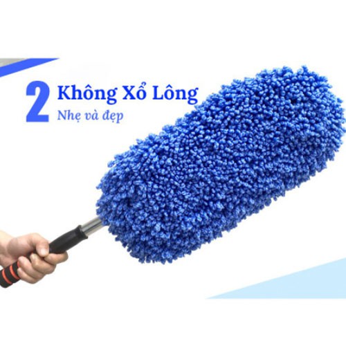 Chổi rửa xe ô tô sợi mềm LOẠI DẸT lau xe ôtô gương kính - Cán có thể kéo dài