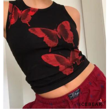 Áo Không Tay Cổ Tròn In Hình Bướm Thời Trang Mùa Hè Cho Nữ | BigBuy360 - bigbuy360.vn